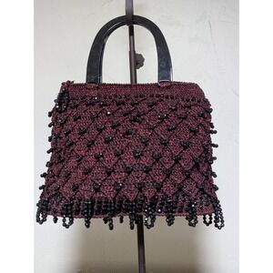Purses by‎ Kim Beautiful Hand Made, Hand Beaded Purse Deep Red and Black